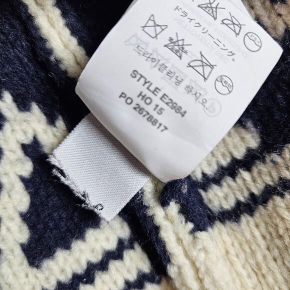 J.Crew Lambswool Womens S Cardigan Sweater Fair Isle Knit Full Zip Nordic Chunky - Picture 13 of 15